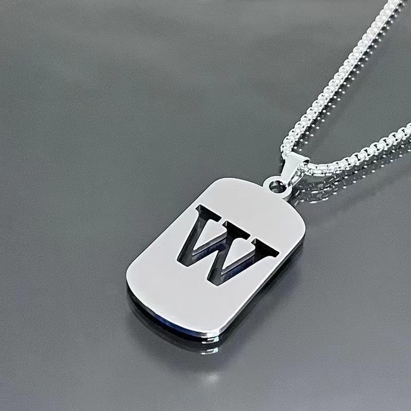 26 Letters English Titanium Steel Necklace Men'S And Women'S Versatile Sweater Sweater Chain Simple Fashion Collarbone Chain