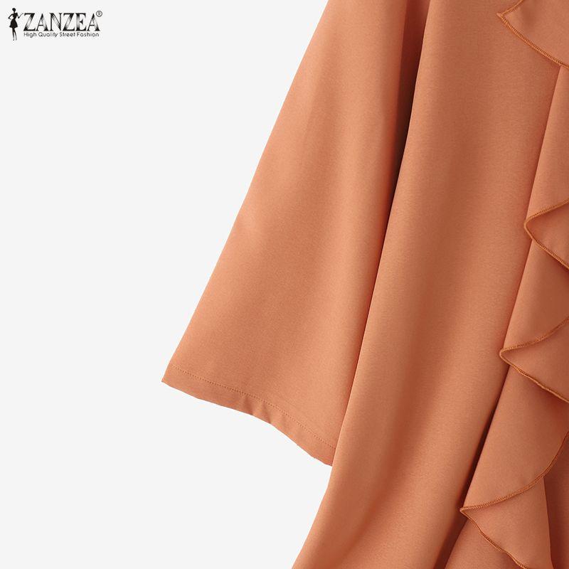 ZANZEA Women Casual Round Neck Loose 3/4 Sleeve Blouse