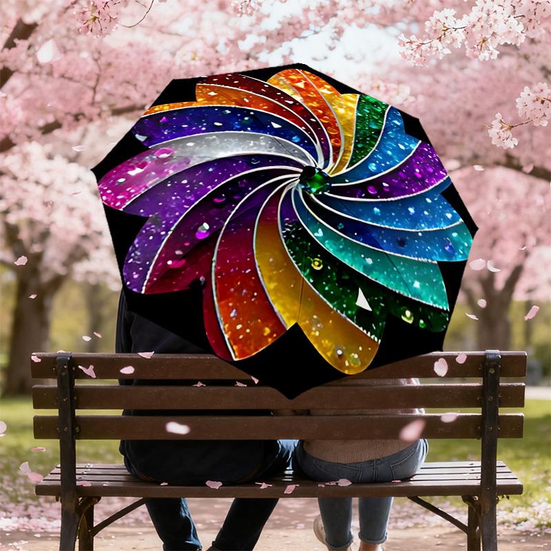 1PC Rainbow Flower Umbrella-8-Rib Reinforced, Automatic Open, Lightweight & Durable, Cute Fashion Accessory for Outdoor-A1261