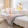French Lace Cotton 3 Seater Sofa Couch Cover Non Slip Armchair Towel Leather Furniture Protector Quilted Slipcover