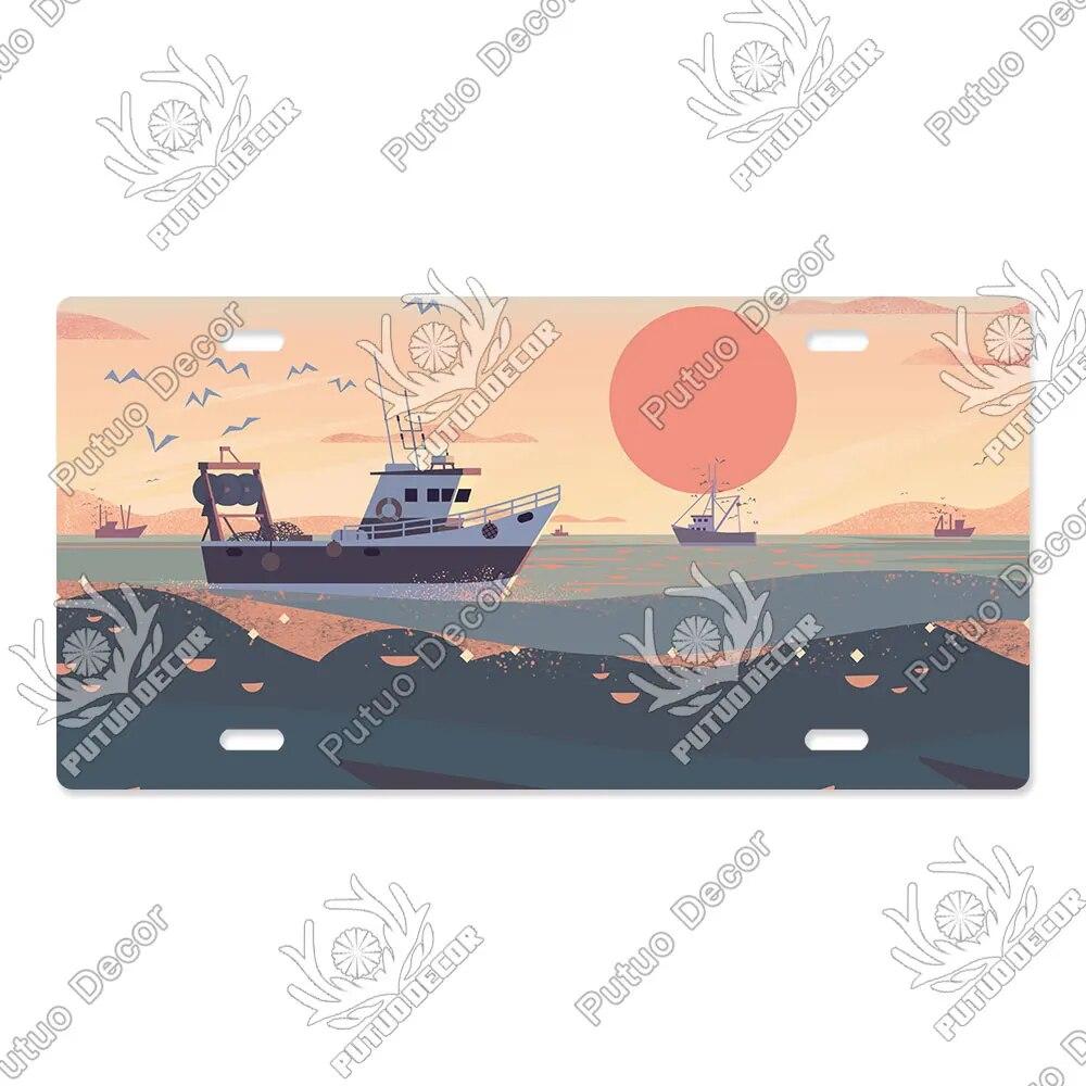 Putuo Decor Ilustrace SPZ Plechová cedule Plaketa Kovová dekorativní deska do auta Dveře do obývacího pokoje Domácí nástěnná dekorace