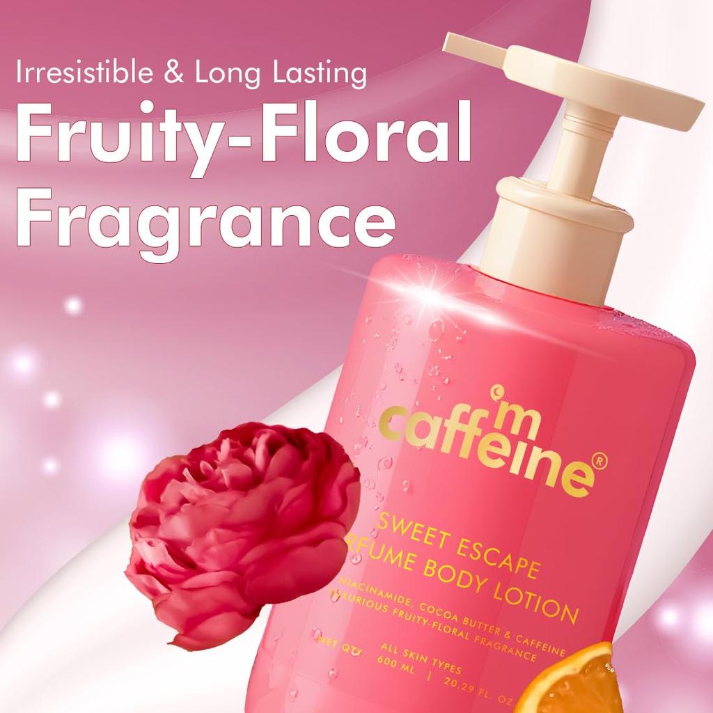 mCaffeine Sweet Escape Lozione Corpo Invernale 600ml Confezione da 1 per Idratazione Profonda Leggera Fragranza Unisex