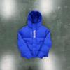 Mens Hooded Puffer Jacket Winter Warm Thick Cotton-Padded Outerwear Loose Fit Streetwear Classic Black Ice Blue