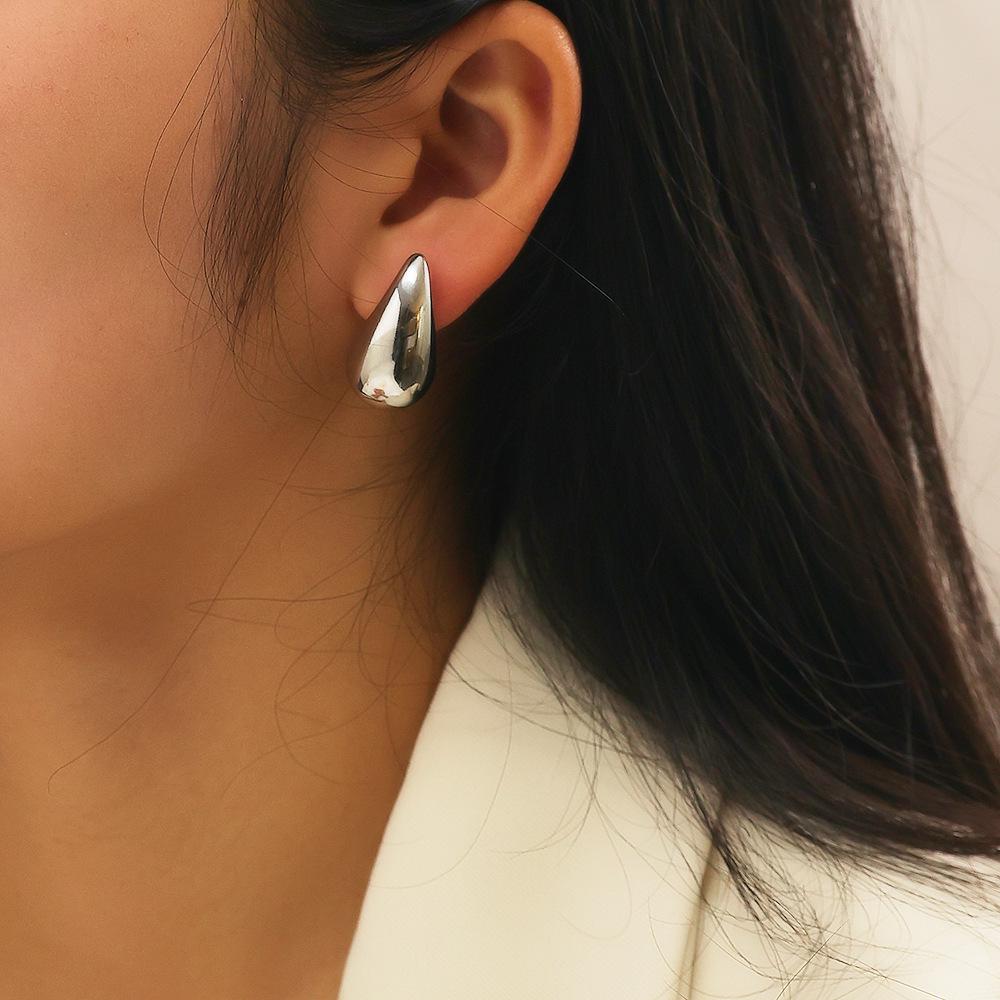 European and American INS Style Stainless Steel Water Drop Gold Ear Studs