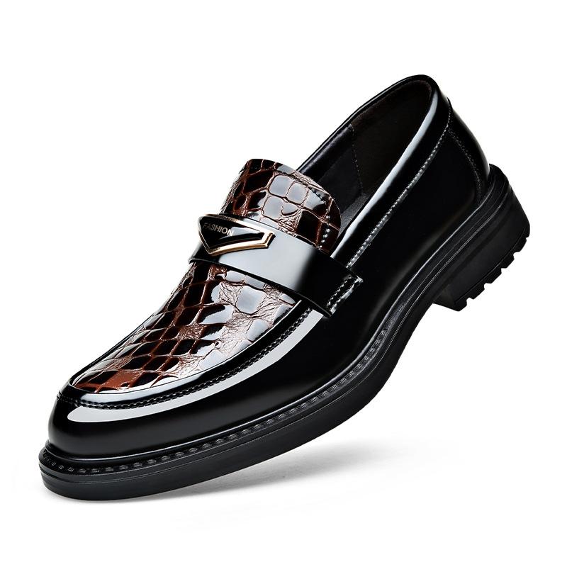 Loafers Men's Formal British Style Men's Shoes New Soft-soled Glossy Foot Cover Trendy Men's Business Casual Leather Shoes