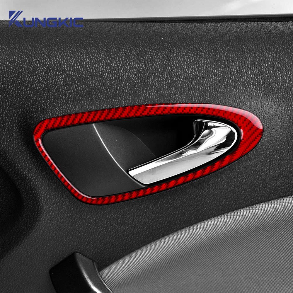 Real Soft Carbon Fiber Sticker For Seat Ibiza 6j 2009 2010 2011 2012 2013 2014 LHD RHD Car Inner Door Handle Panel Accessories