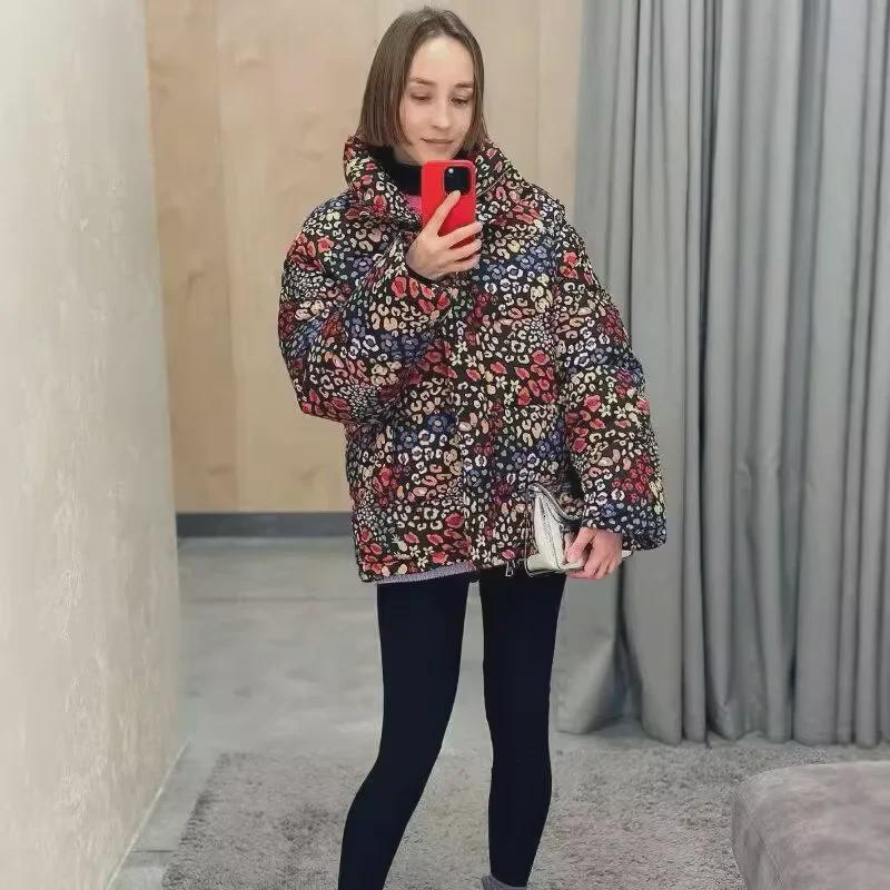 2024 Autumn/Winter European & American Women's Casual Printed Cotton Jacket