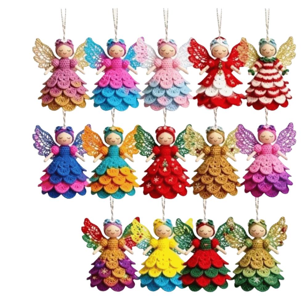 14/28 pcs Wooden Christmas Tree Ornaments Colorful Design Wings Girl Pendant  Christmas Gift Giving