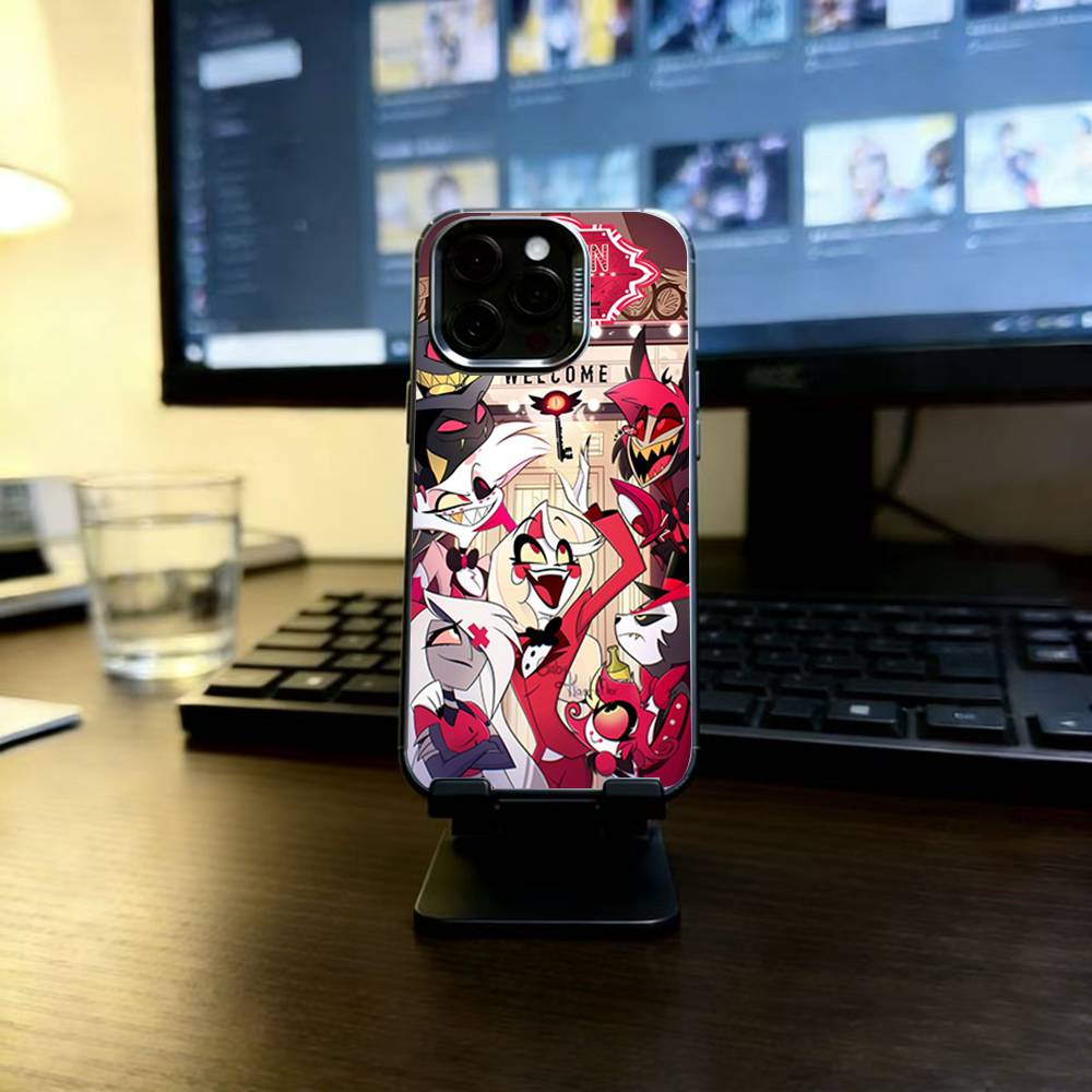 Чехол для телефона H-Hazbin H-Hotel для iPhone 17,16,15,14,13,12,11 Plus,Pro Max,XS,Цветной Посеребренный Внутренний Чехол iPhone13ProMax
