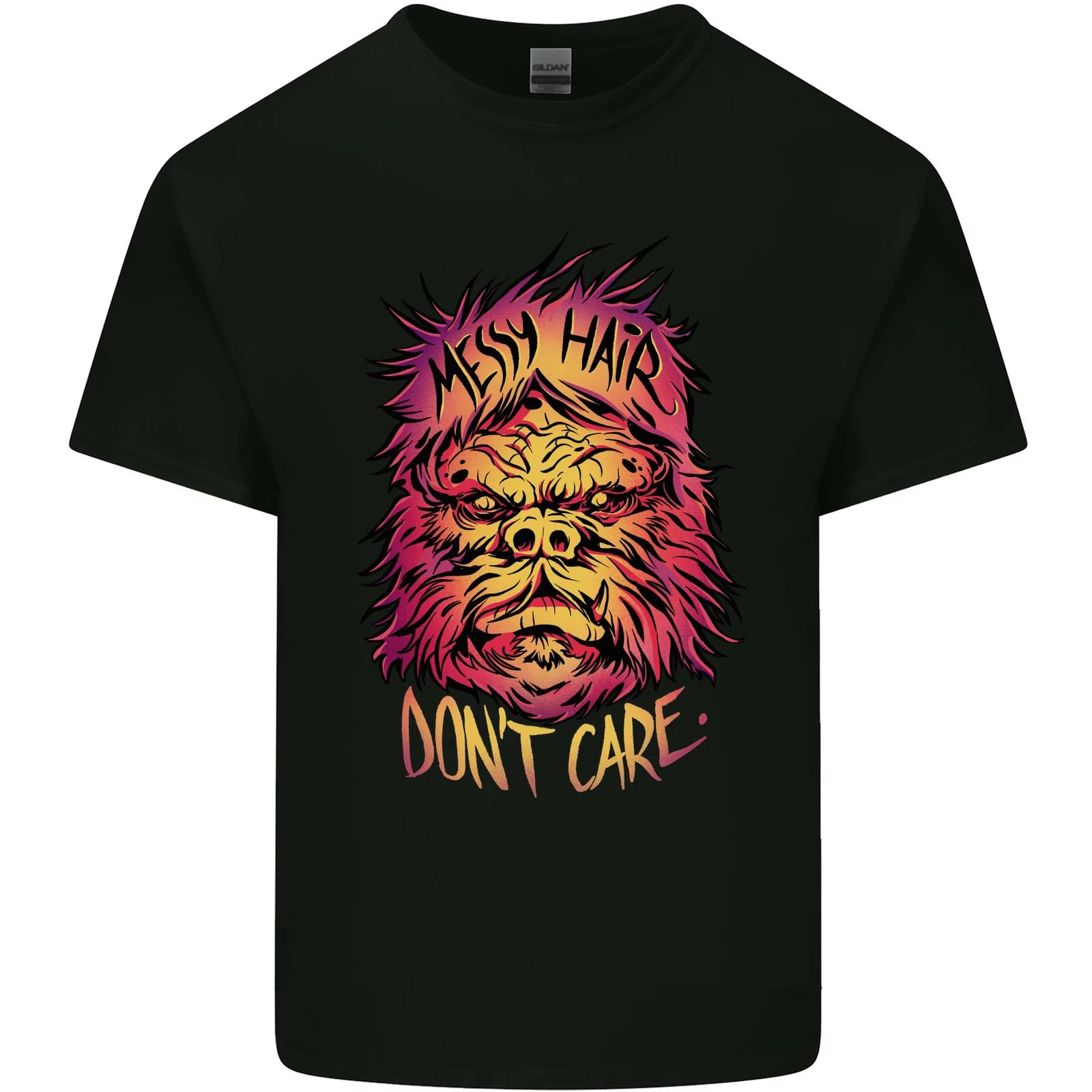 Bigfoot Messy Hair Don t Care Funny Kids T-Shirt Childrens 3XL