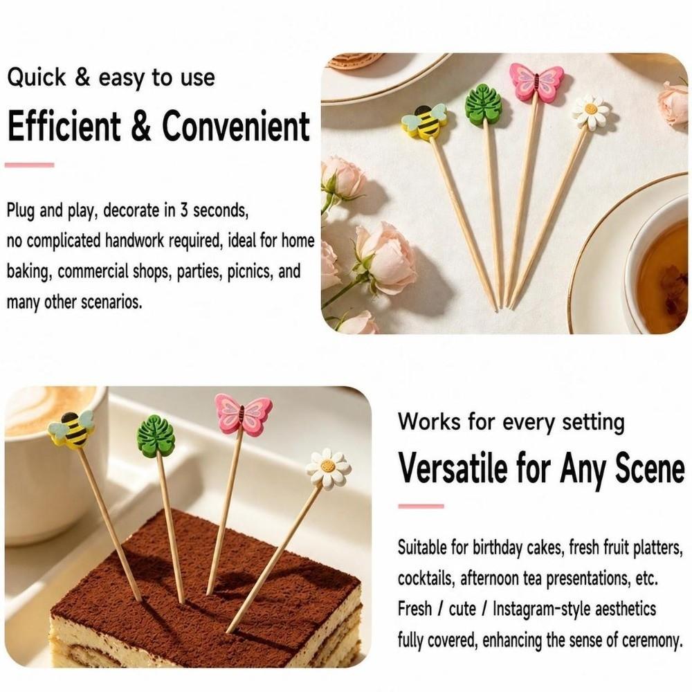 100Pcs Candy Color Cocktail Skewers Disposable Dessert Toothpicks for Wedding Decor