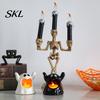 Halloween Window Decor Ghost Candle Holder with LED Candle, Cute Tea Light Battery Operated Holder, Spooky Tabletop Decoration for Indoor Home Decor,