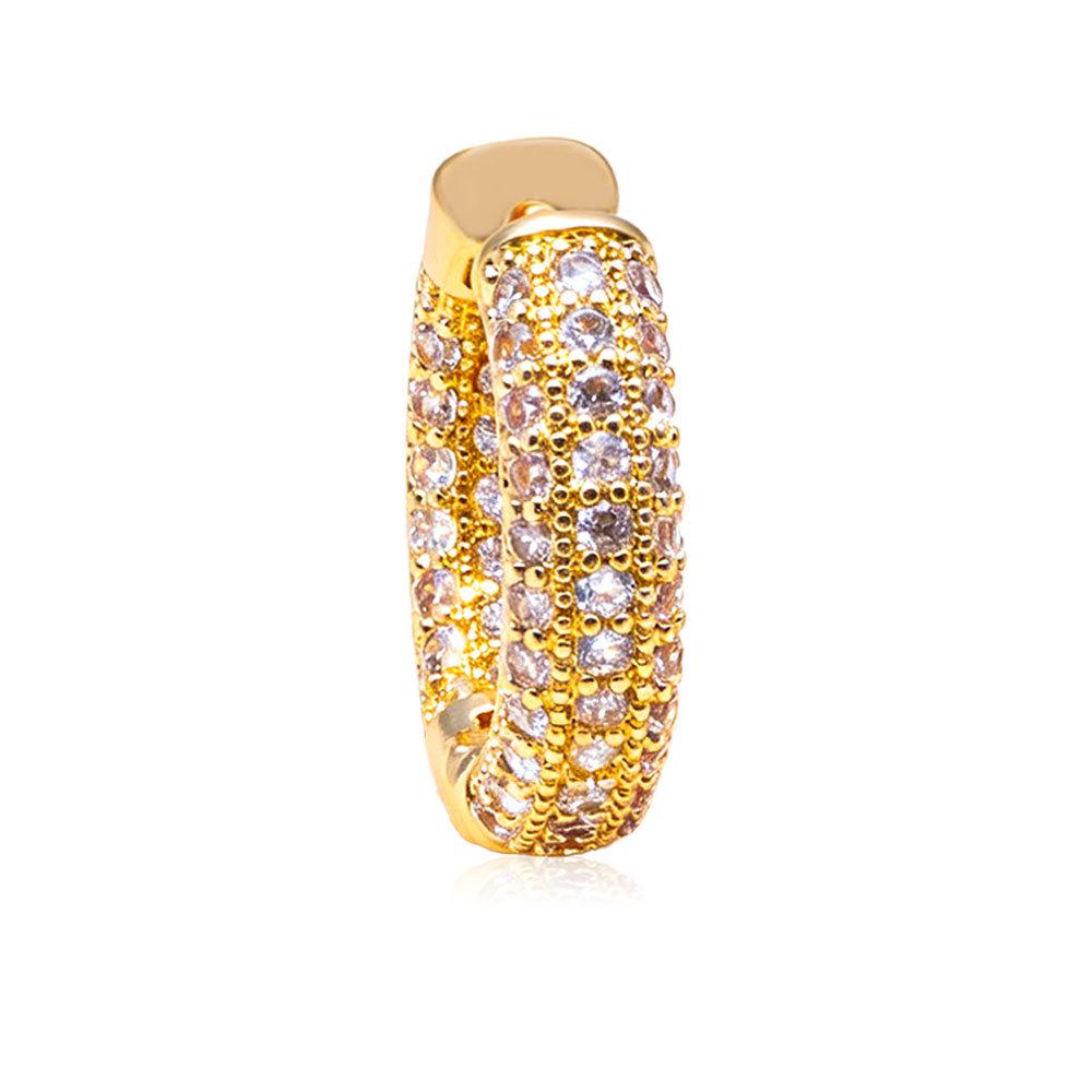 Trendy 18K Gold-Plated Copper Ear Cuffs with Inlaid Zirconia Diamonds - Elegant Vintage Earrings for Women