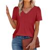 Women's Jacquarded V-neck Top T-shirt Short Sleeve Versatile Hollow Top