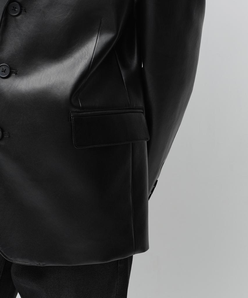 Musinsa Standard Synthetic Leather Oversized 3-Button Blazer [Black]
