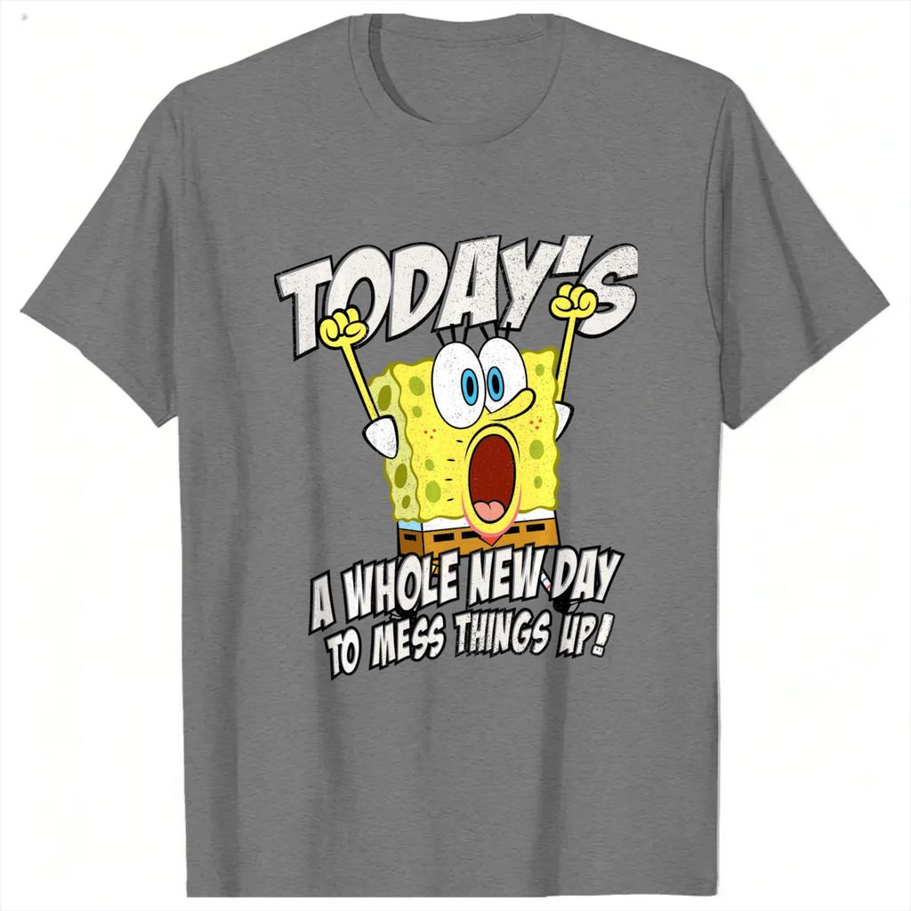 Unisex TShirt Todays A Whole New Day To Mess Things Up Spongebobs TShirts Harajuku Summer Tee Shirt Awesome Tops Gift