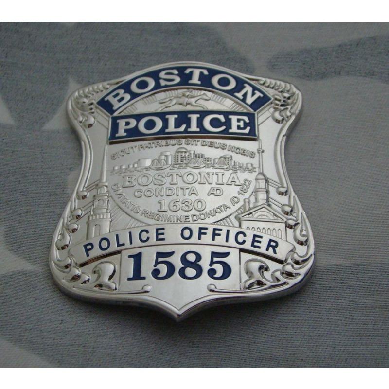Metal Badge Boston Badge, Silver Solid Copper