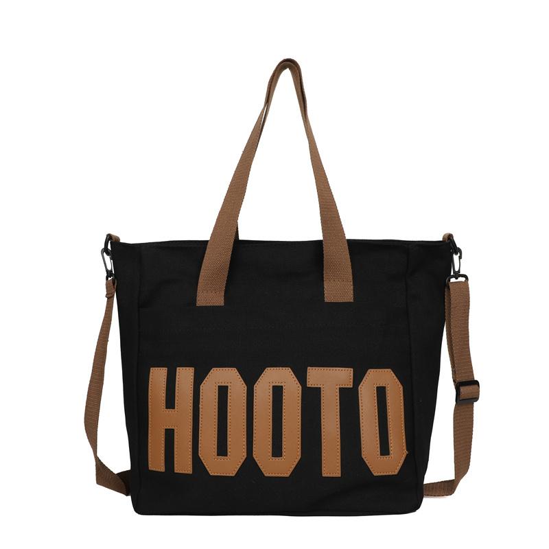 

Женская сумка-тоут с буквенным принтом, рюкзак большой емкости, студенческая парусиновая сумка на плечо чёрный