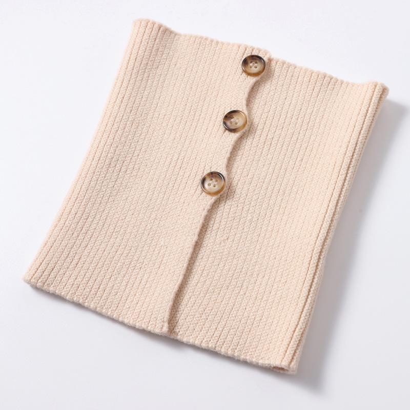 Unisex Wool Knit Neck Warmer: Autumn/Winter Buttoned Scarf Collar