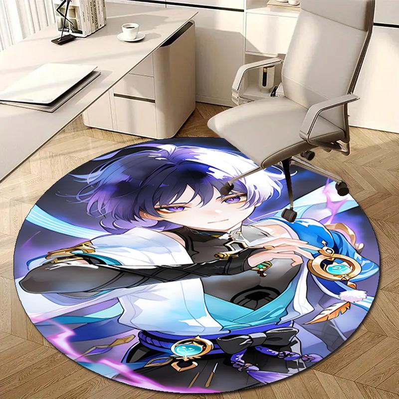 1pc Genshin Impact Wanderer2 Design Printed Area Round Carpet for Bedroom Living Room Home Decor Rugs Mat Non Slip Mat Rug for Bedside