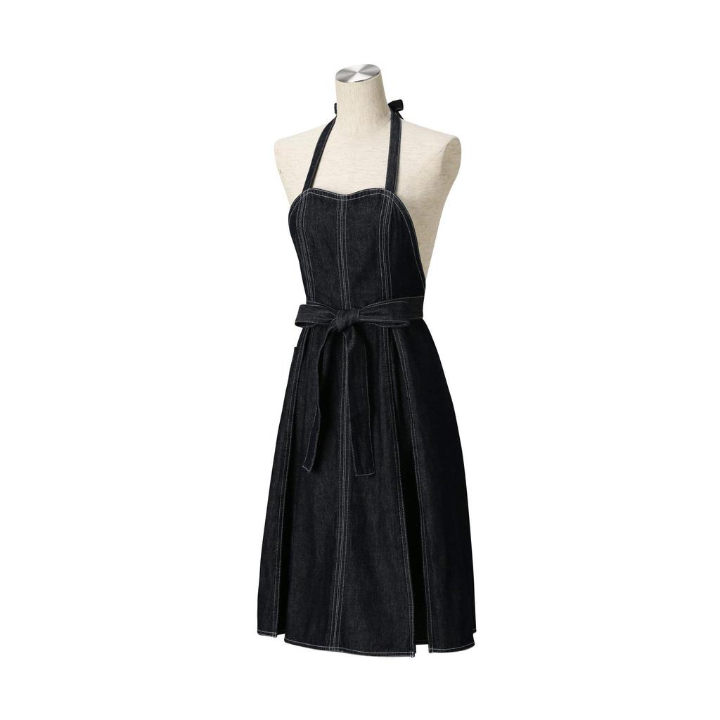 Francfranc Denier Full Black Apron, Black, Women's Apron,
