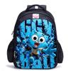 Zaino Scuola per Bambini, Testa Grande Gatto Blu Forrest Gump Scuola di Animazione, Tessuto Oxford Nero Resistente allo Sporco Grande Capacità.