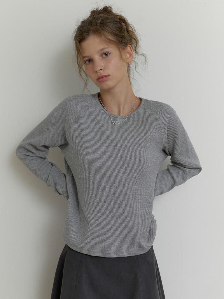 Deomiteun [4Th] Raglan Waffle T-Shirt (Gray)