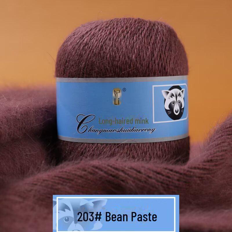 

Мягкая пряжа из кашемира ручной работы для шапок и шалей, пряжа из шерсти норки с длинным ворсом средней толщины для вязания крючком