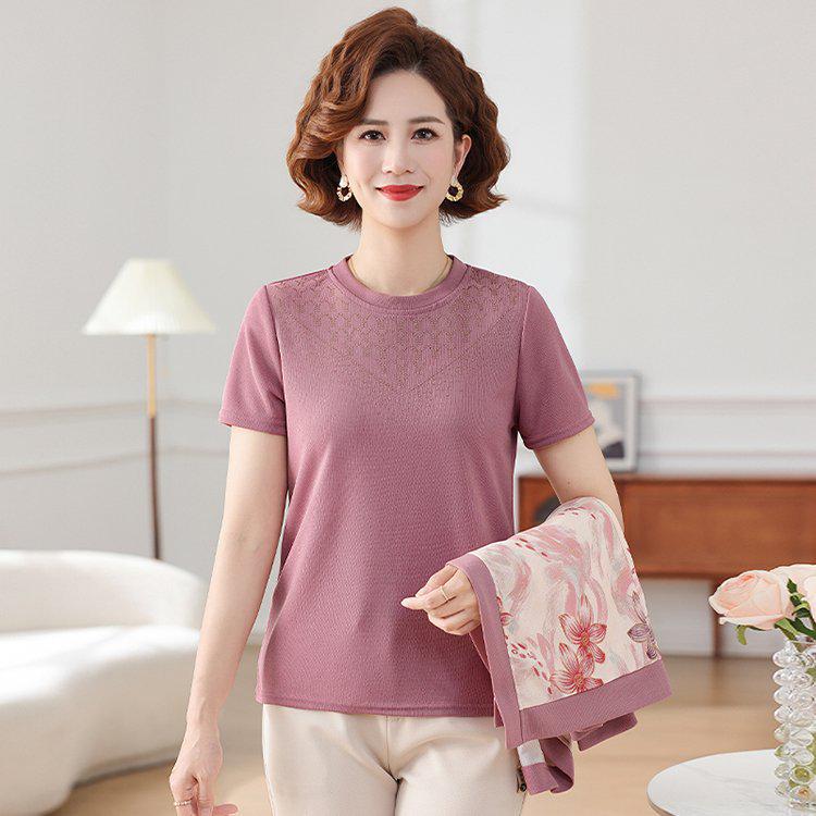 Mom's Autumn Knit Two-Piece Set: Stylish Chinese-Inspired Cardigan for Middle-Aged & Elderly Women