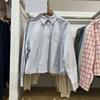1116 Spring Women's New Oxford Spinning Box Shirt/Plaid Long Sleeve Shirt Plaid Jacket 181919