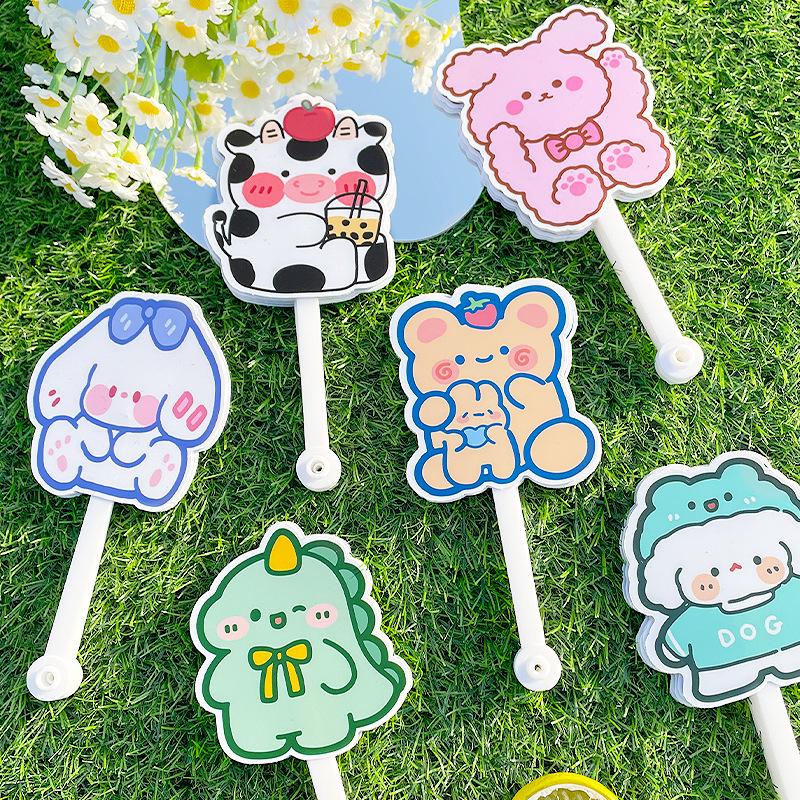 1 buc Ventilator pliabil din plastic cu 6 oase în formă de animal de desene animate, portabil de vară, mini ventilator portabil de răcire pentru studentă, ventilator pentru copii Kawaii