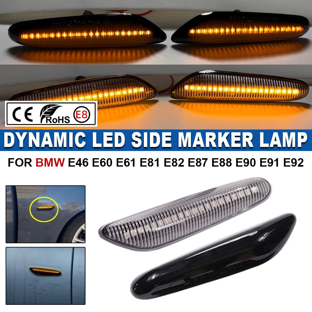 2pcs LED Dynamic Turn Signal Side Marker Light Sequential Blinker Light For BMW E90 E91 E92 E93 E60 E61 E81 E82 E83 E84 E88 E46