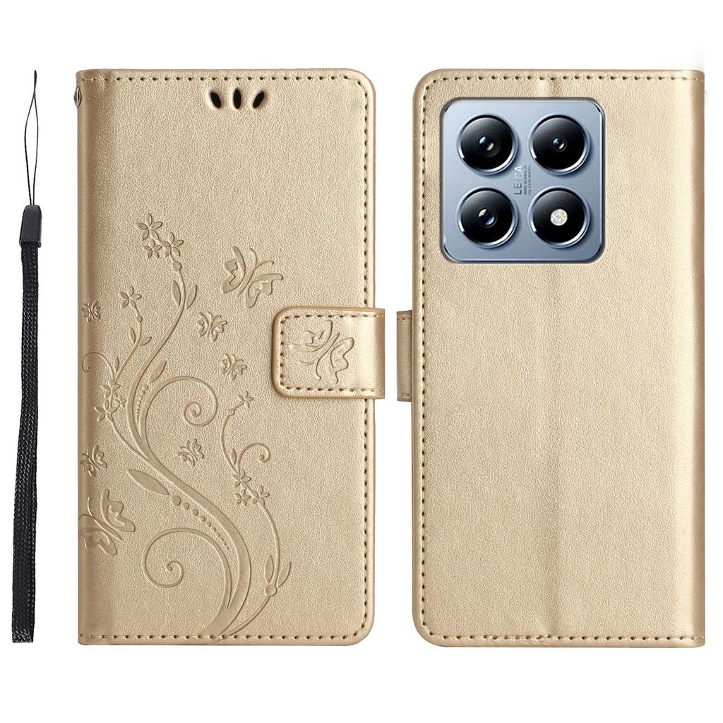 Für Xiaomi 14T Hülle Musterprägung PU-Leder Handy-Brieftasche Abdeckung mit Riemen