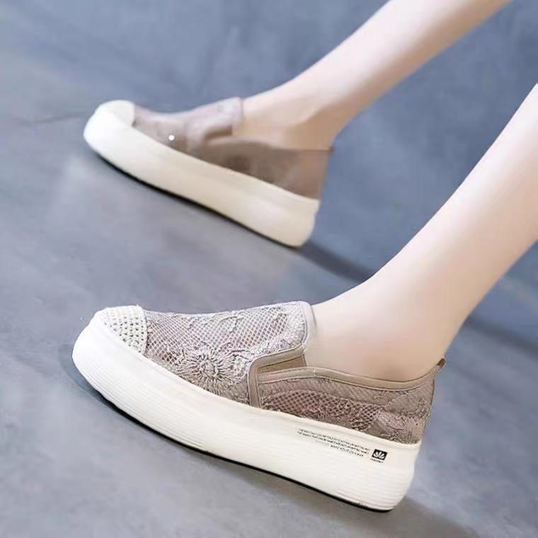 

Модная женская летняя обувь рыбака, новая модная корейская версия, плетеные повседневные туфли с кружевом и цветами, удобная и дышащая обувь для ходьбы 40 хаки