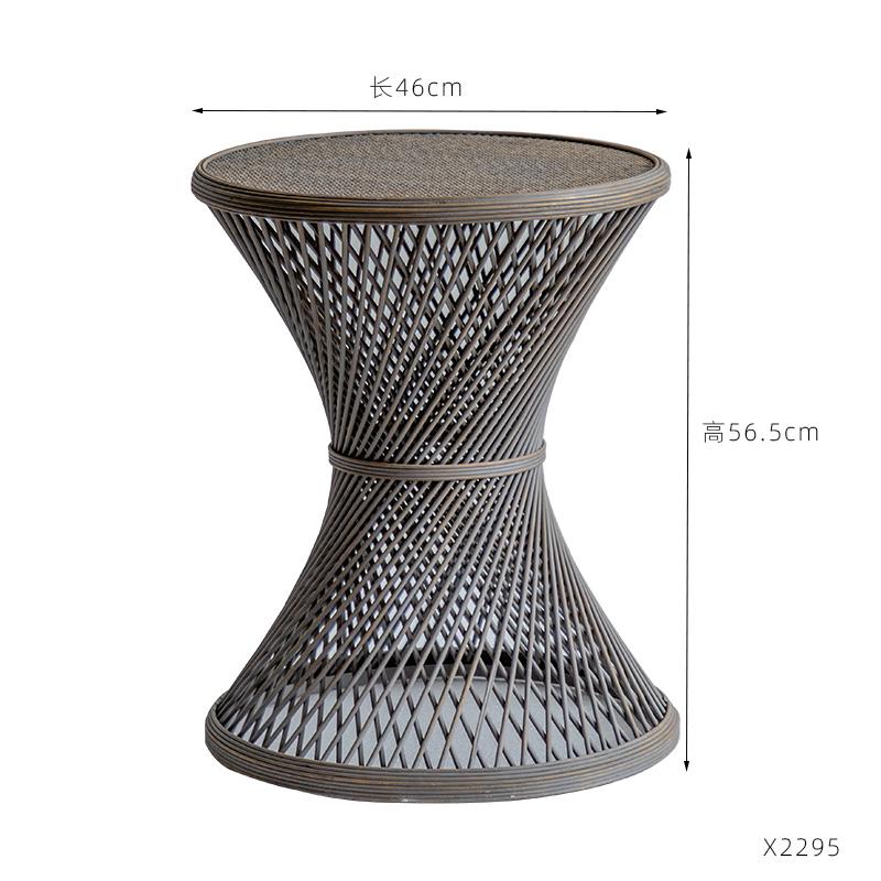Retro Style Woven Small Round Table B&B Hotel Lobby Side Table Modern Simple Rattan Small Coffee Table Furniture Living Room