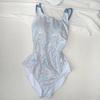 Racing Swimsuit One-piece Triangle 1111 Suspender Glossy Swimming Pool Sports Hot Spring Swimsuit High Waist
