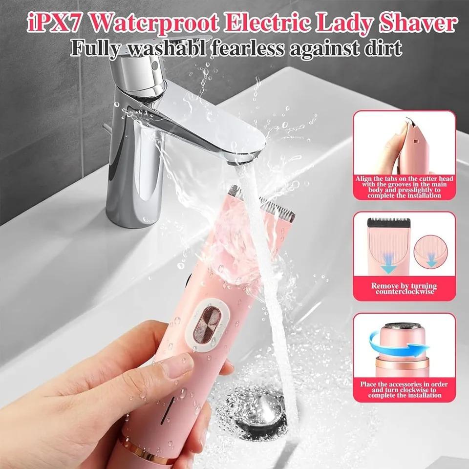 Dual Head Hair Removal for Women Portable Float Blade R-shaped Head Wet Dry Use Waterproof Painless Facial Trimmer Body Epilator