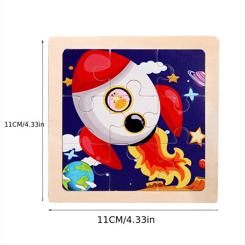 1pc 11cm/4.33in Wooden Jigsaw Puzzle Children Educational Toys Cartoon Animal Dinosaur Puzzles for Kids Montessori Games