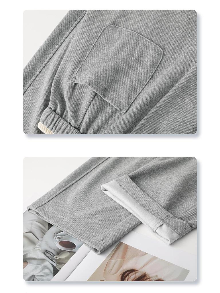 Women's Black Casual Wide Leg Sweatpants - Spring 2025, Slimming Fit with Elastic Waist