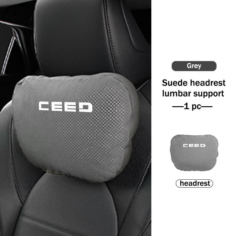 AGX1 Car Logo Suede Seat Headrest Neck Pillow Soft Comfort Cushion Lumbar Support For KIA Cerato Proceed Venga Stonic Picanto Sorento