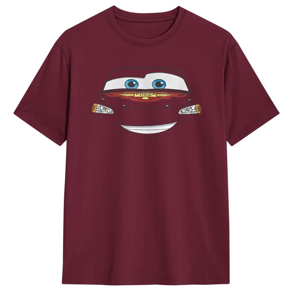 Cars Halloween Lightning McQueen Big Face T Shirt Man Y2K Pure Cotton T-Shirts Summer O-Neck Tee Shirt Oversized Clothes