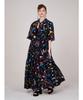 Greedius Multi-Shape Print Neck Shirred Maxi Dress