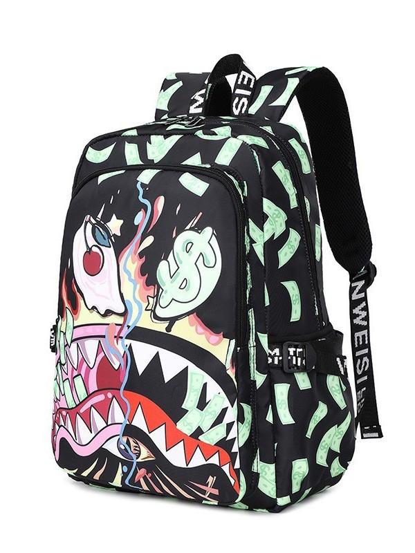 Colorful Shark Kids Backpack Waterproof Large Capacity Cartoon Print Elementary School Bag