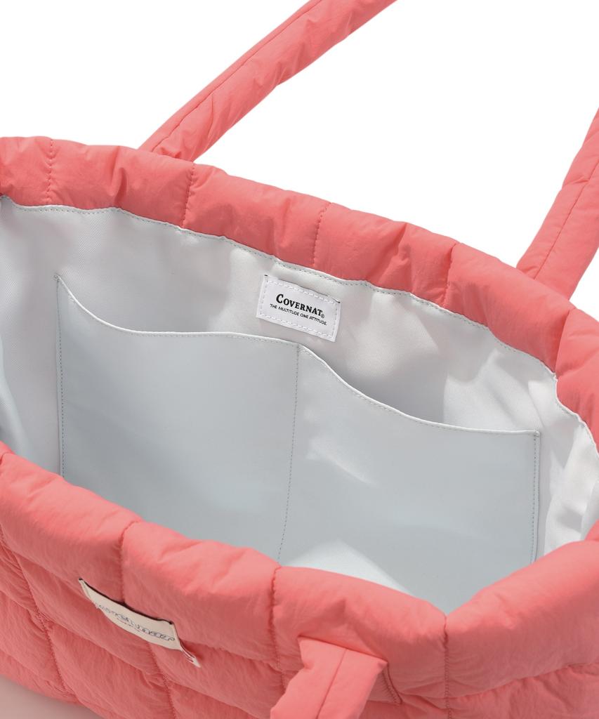 Covernat Woman Clover Heart Quilted Big Tote Bag Pink