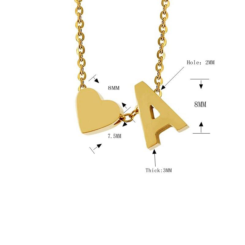 Kulei Stainless Steel Jewelry European and American English Letter Peach Heart Love Combination Necklace