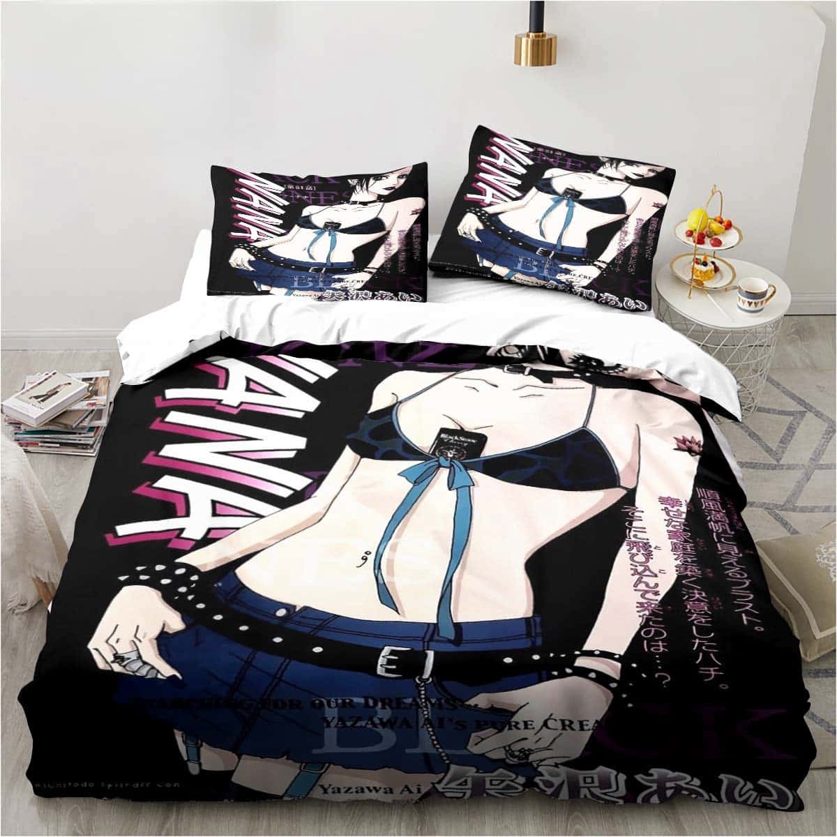 

Comforter 3D Print Cartoons Black Stone Nana Manga Bedding Set Single Twin Full Queen King Size Bed Set Adult Kid Bedroom S Comforter (quilt)-EU Single(135*200cm)3pcs
