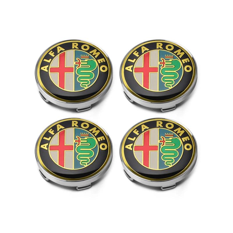 Car Sticker For Alfa Romeo 159 147 4pcs 60mm Car Styling Wheel Center Cap Hub Covers Badge Accessories For Alfa Romeo Giulia Ste EO0 
