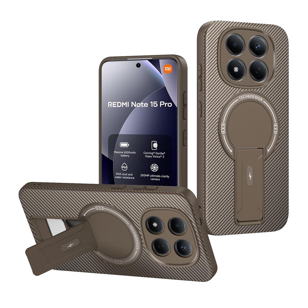 

Luxury Magnetic Carbon Stand Case For Redmi Note 15 Pro Plus 5G / POCO M8 Pro 5G Wireless Charing Phone Back Cover Shockproof POCO M8 5G&Europe Version
