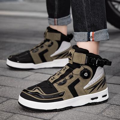 Bottes Tactiques de Moto Tout-terrain Moto Tout-terrain Conduite Tout-terrain Chaussures Décontractées pour Hommes Chaussures Coupe-vent et Montantes au Mollet Chaussures de Protection