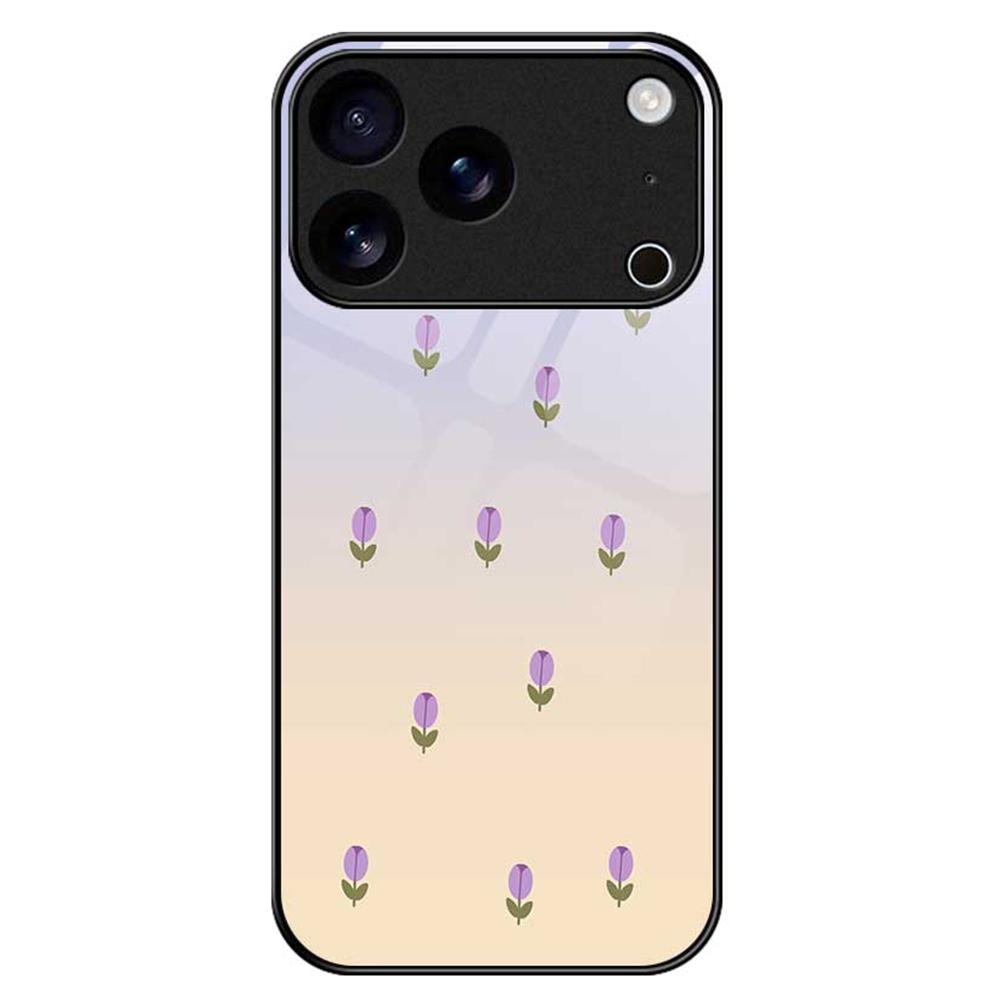 For iPhone 17 Pro Case PC TPU Tempered Glass Pattern Printing Phone Back Cover